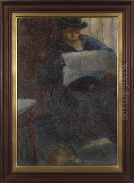 Reading Oil Painting by Vaino Kunnas