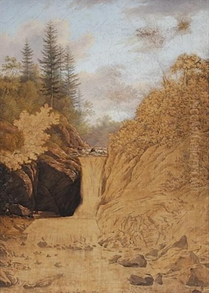 Wasserfall Bei Geroldsau Unweit Baden Oil Painting by Karl Kuntz