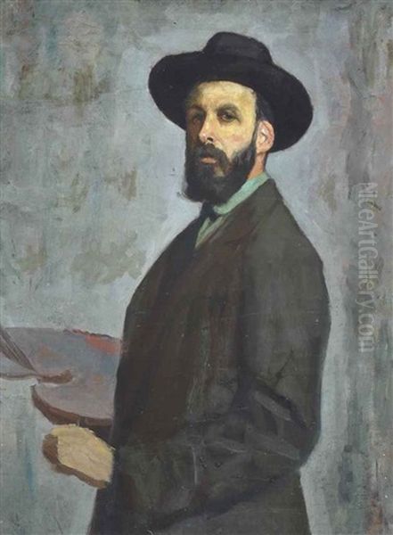 Self-portrait Of The Artist Oil Painting by Caesar Kunwald