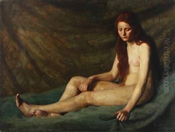 Naked Woman Oil Painting by Caesar Kunwald