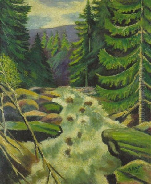 Waldlandschaft Oil Painting by Hugo Kunz