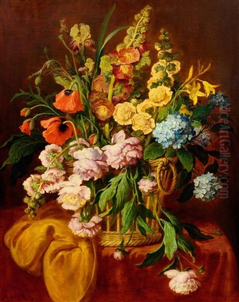 Still-life With Flowers Oil Painting by Ludwig Adam Kunz