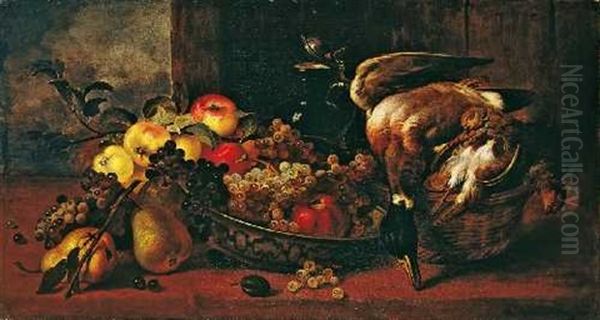 Stillleben Mit Fruchten Und Erlegten Vogeln Oil Painting by Ludwig Adam Kunz