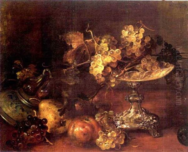 Stilleben Mit Weintrauben, Granatapfel by Ludwig Adam Kunz