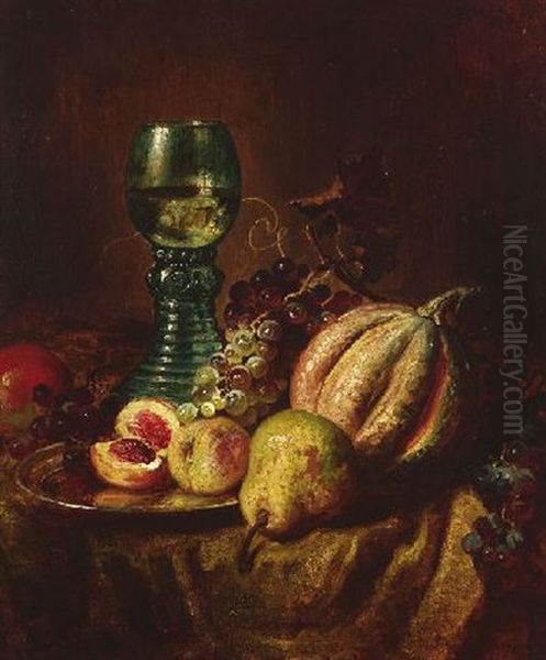 Stilleben Mit Weinpokal Und Fruchten Oil Painting by Ludwig Adam Kunz