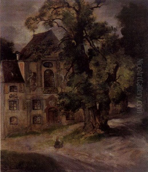 Das Asam-schlosl Maria Einsiedel In Munchen-thalkirchen, Wohnhaus Und Atelier Des Cosmas Damian Asam Oil Painting by Ludwig Adam Kunz