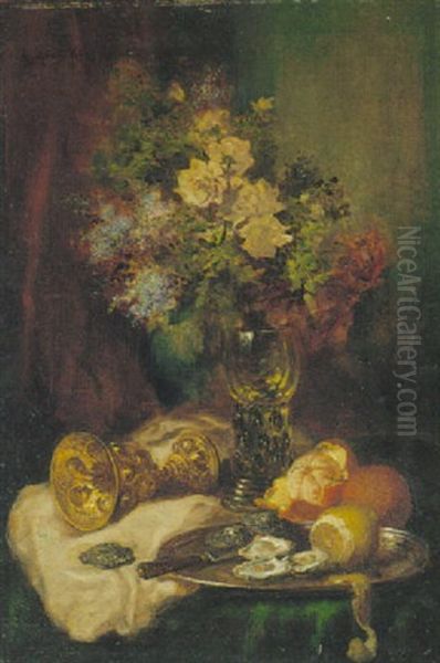 Stillleben Mit Austern Und Zitronen Oil Painting by Ludwig Adam Kunz