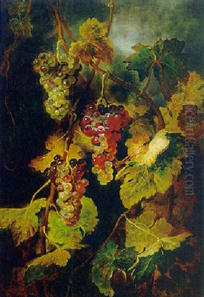 Trauben Und Weinlaub Im Abendlichen Licht Oil Painting by Ludwig Adam Kunz