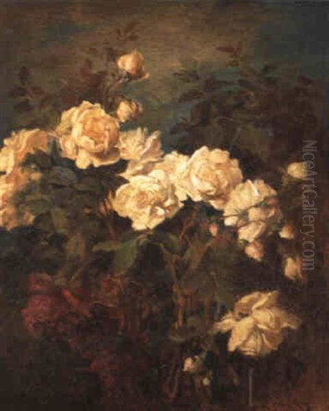 Rosenstilleben Oil Painting by Ludwig Adam Kunz