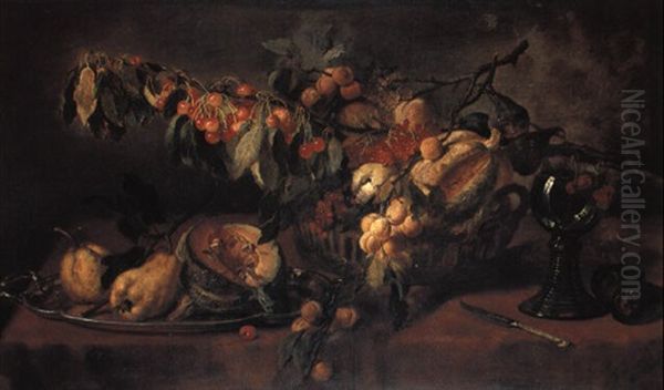 Groses Obst- Und Fr_chtestilleben Oil Painting by Ludwig Adam Kunz