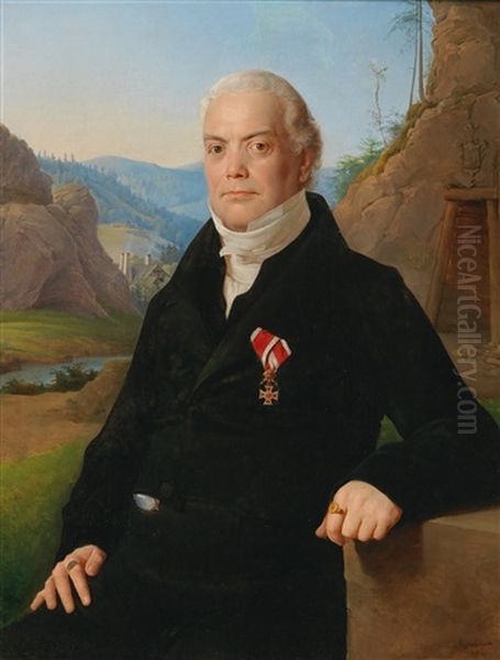 Portrait Of Johann Nepomuk Stephan Von Sacher With The Order Of Leopold Oil Painting by Leopold Kupelwieser