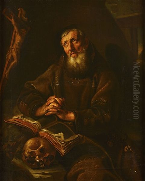 Francis Of Assisi Oil Painting by Johann (Jan) Kupetzki