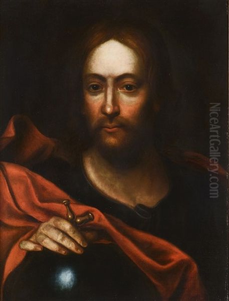 Salvator Mundi (jesus Christ) Oil Painting by Johann (Jan) Kupetzki