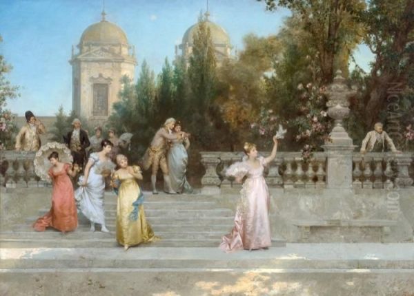 Departure Of The Guests Oil Painting by Francesco Beda