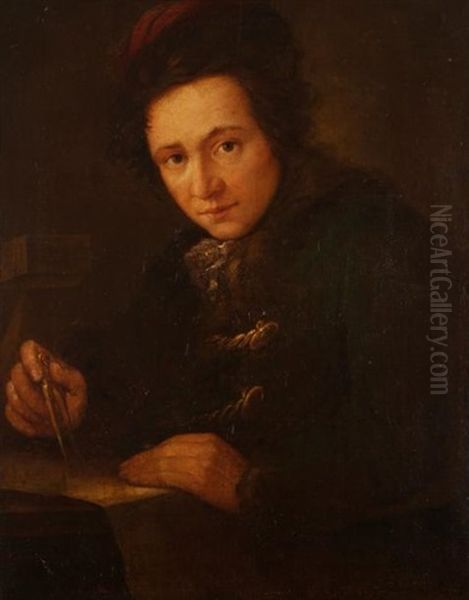 Portrait D'un Mathematicien Oil Painting by Johann (Jan) Kupetzki