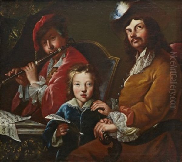 Musicerande Sallskap Oil Painting by Johann (Jan) Kupetzki