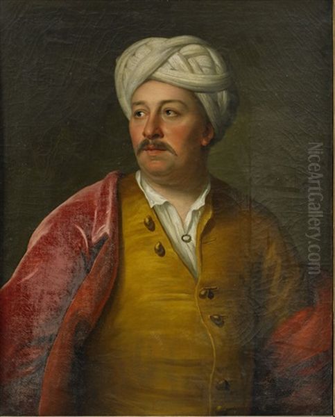 Man Med Turban Oil Painting by Johann (Jan) Kupetzki