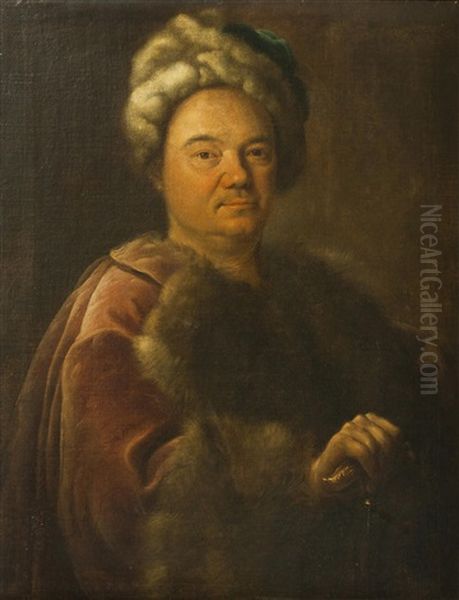 Bildnis Eines Mannes In Einer Pelzmutze Oil Painting by Johann (Jan) Kupetzki