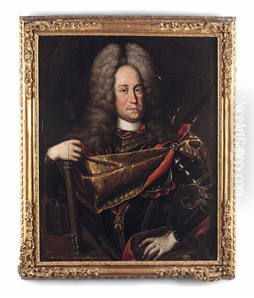 Kaiser Karl Vi., Romischdeutscher Kaiser (1711 - 1740) Mit Zepter Und Reichskrone Sowie Dem Orden Vom Goldenen Vlies Oil Painting by Johann (Jan) Kupetzki