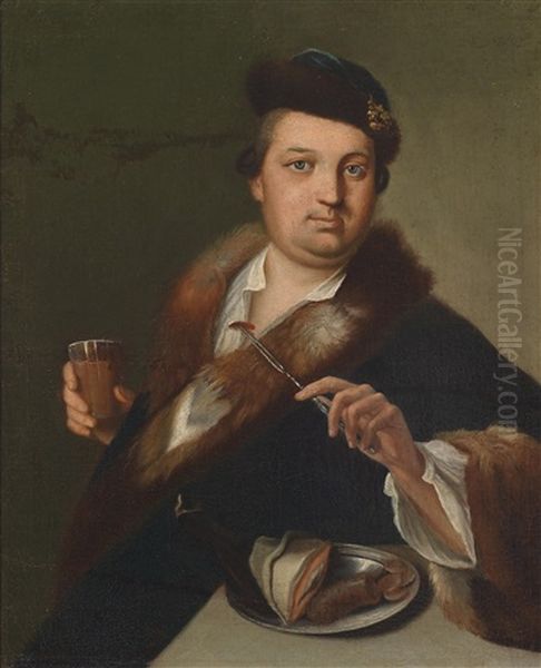 Ein Mann Beim Verzehren Einer Mahlzeit Oil Painting by Johann (Jan) Kupetzki