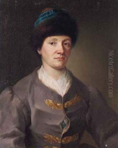 Portrait Of A Gentleman In A Fur Trimmed Hat Oil Painting by Johann (Jan) Kupetzki