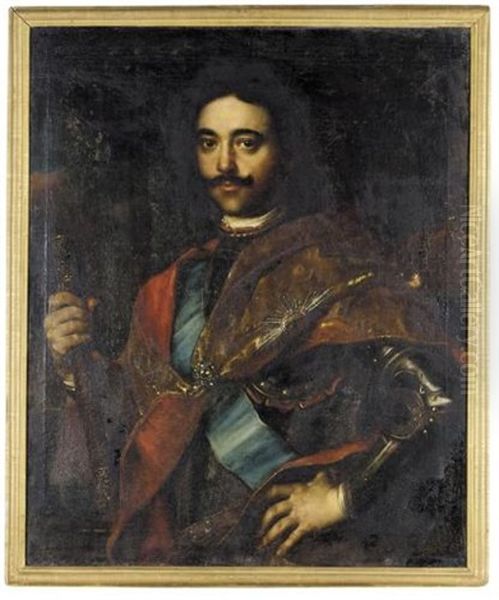 Portrait Of Czar Peter I The Great Of Russia Oil Painting by Johann (Jan) Kupetzki