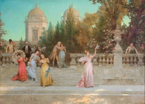 ''departure Of The Guests'' Oil Painting by Francesco Beda