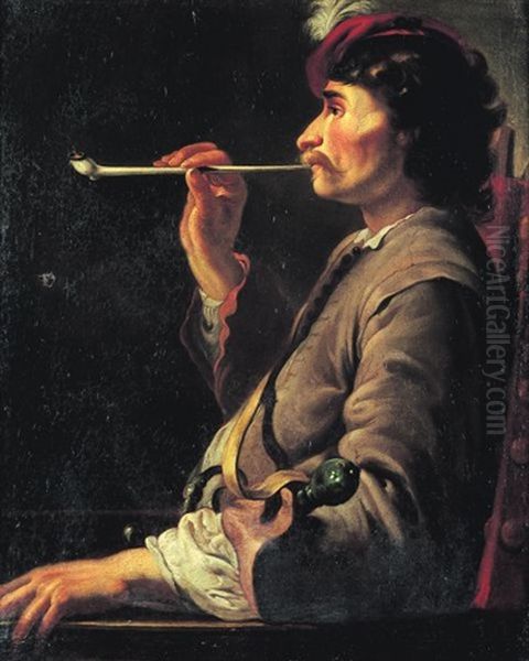 Portrait D'un Fumeur Oil Painting by Johann (Jan) Kupetzki