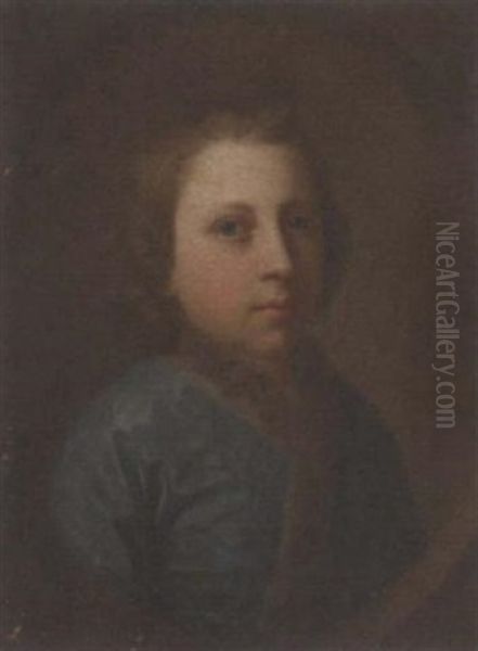 Portrait Of A Boy In A Green Coat With Fur Trim Oil Painting by Johann (Jan) Kupetzki