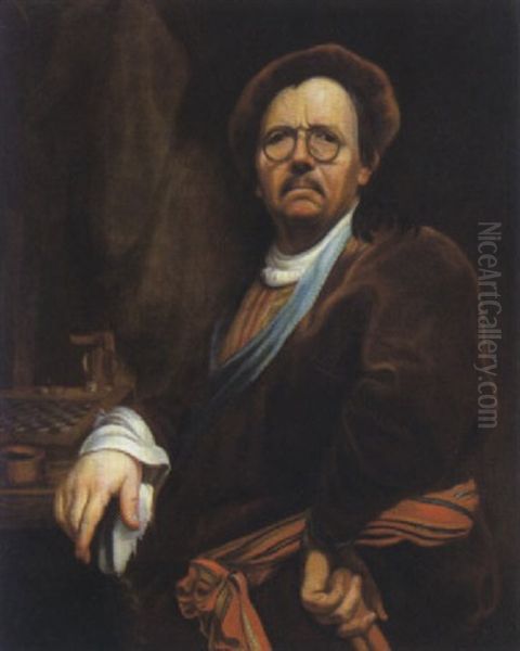 Selbstportrat Des Johann Kupetzky Oil Painting by Johann (Jan) Kupetzki