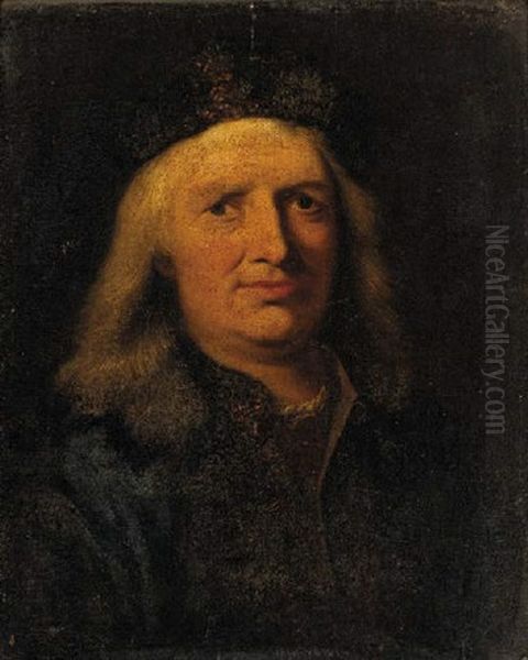 Portrait Of A Gentleman Wearing An Embroidered Cap Oil Painting by Johann (Jan) Kupetzki