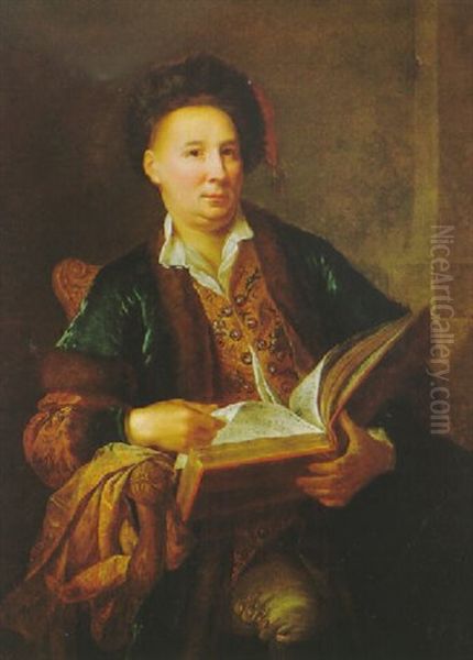 Bildnis Eines In Einem Buch Lesenden Herrn Oil Painting by Johann (Jan) Kupetzki