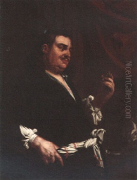 A Gentleman, Holding A Coin, Attended By A Manservant Oil Painting by Johann (Jan) Kupetzki