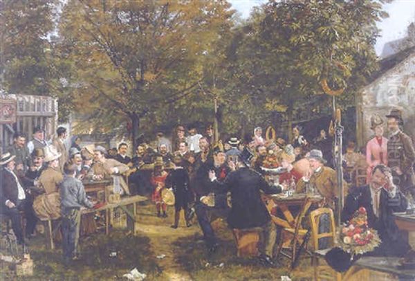 Im Biergarten Oil Painting by Johann Michael Kupfer