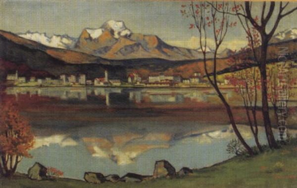 Herbstliche Anscht Von St. Moritz Bad Oil Painting by Walter Kupfer