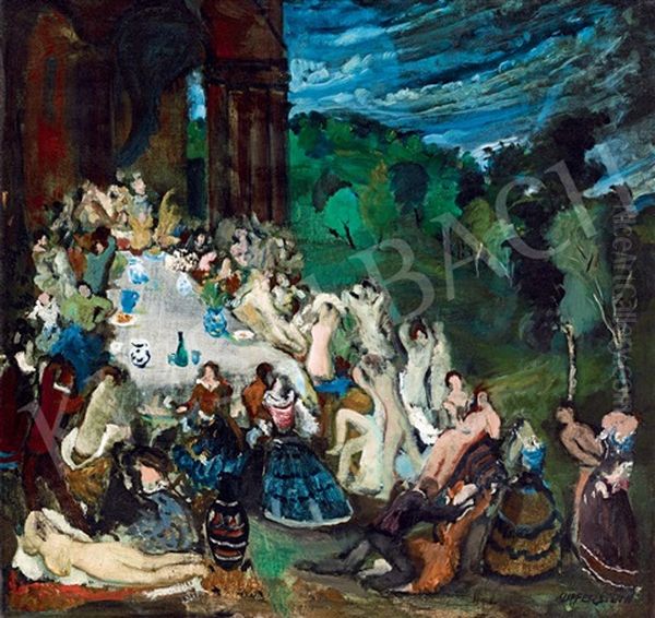 Bacchanalia Oil Painting by Imre Kupferstein