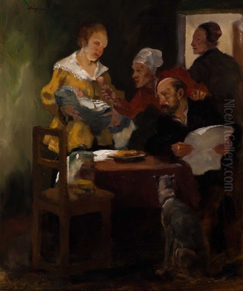 The Newly-born Child Oil Painting by Leo Kueppers