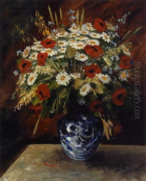 Feldblumenstraus Oil Painting by Leo Kueppers