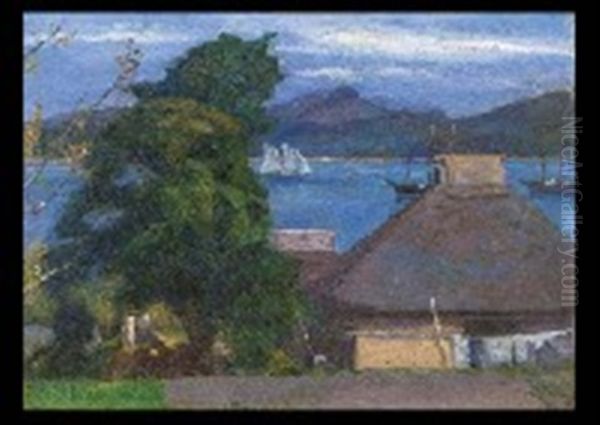 Landscape With Fisherman's Village Oil Painting by Hakuyo Kurata