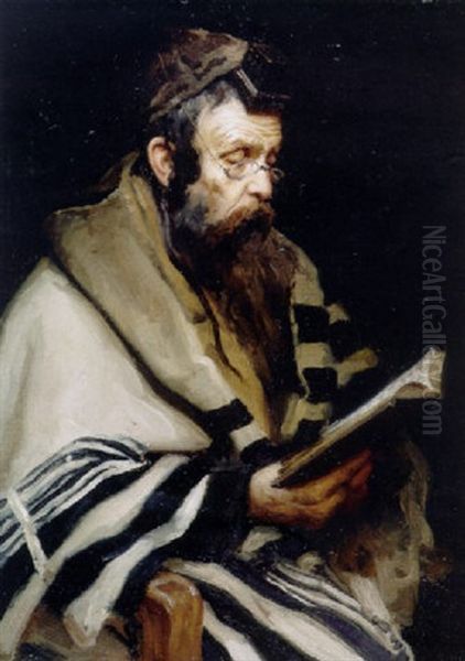 Rabbi In Prayer Oil Painting by Aleksandr Avvakumonih Kurennoy