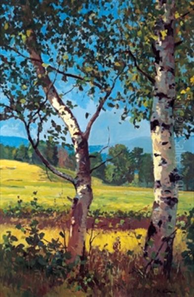 Landschaft Mit Birken Oil Painting by Herbert Kuron