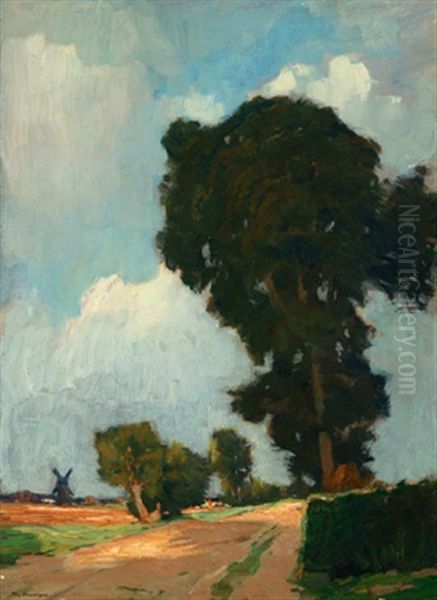 Landschaft Mit Muhle Oil Painting by Herbert Kuron