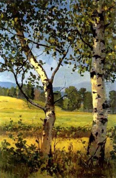 Landschaft Mit Birken Oil Painting by Herbert Kuron