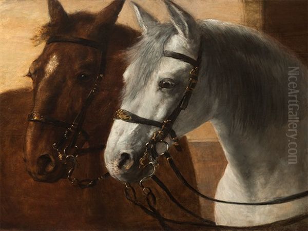 Portrait Of Two Horses Oil Painting by Arthur Kurtz