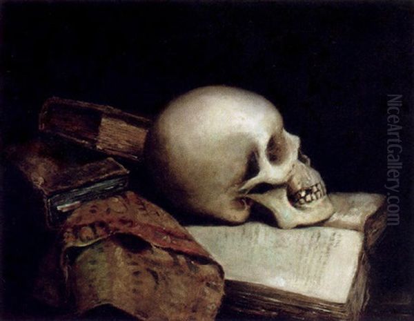 Still Life With Skull Oil Painting by Louis Kurz