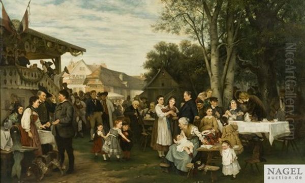 Landliches Fest In Schwaben Oil Painting by Eduard Kurzbauer