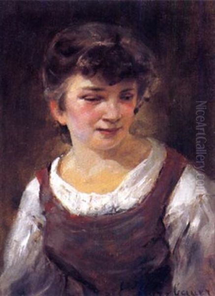 Dirndl Oil Painting by Eduard Kurzbauer