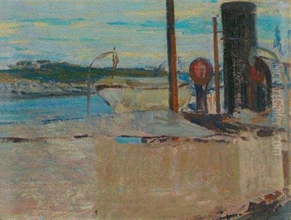 Am Dampfer In Concarneau Oil Painting by Max Kurzweil