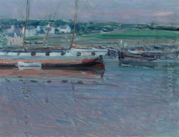 Schiffe Im Hafen Von Concarneau Oil Painting by Max Kurzweil