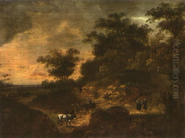 Landschaft Mit Hirten Oil Painting by Johann Kaspar Kuster